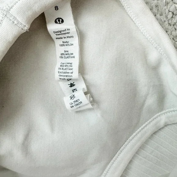 lululemon White Ribbed Ebb to Steet Tank Top - Size 8 - Picture 4 of 5
